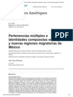 Pertenencias Múltiples e Identidades Compuestas en Viejas y Nuevas Regiones Migratorias de México