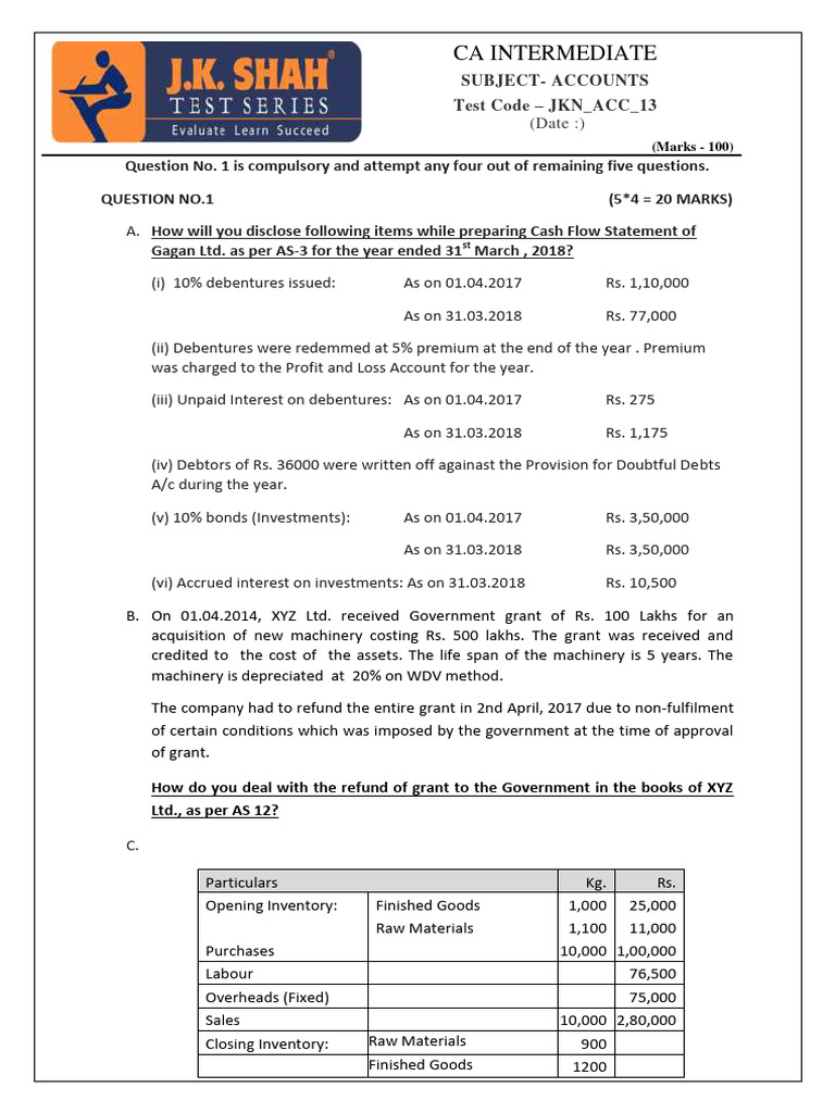 2018 Inter 2nd Year Commerce Exam Paper | PDF | Expense | Equity (Finance)