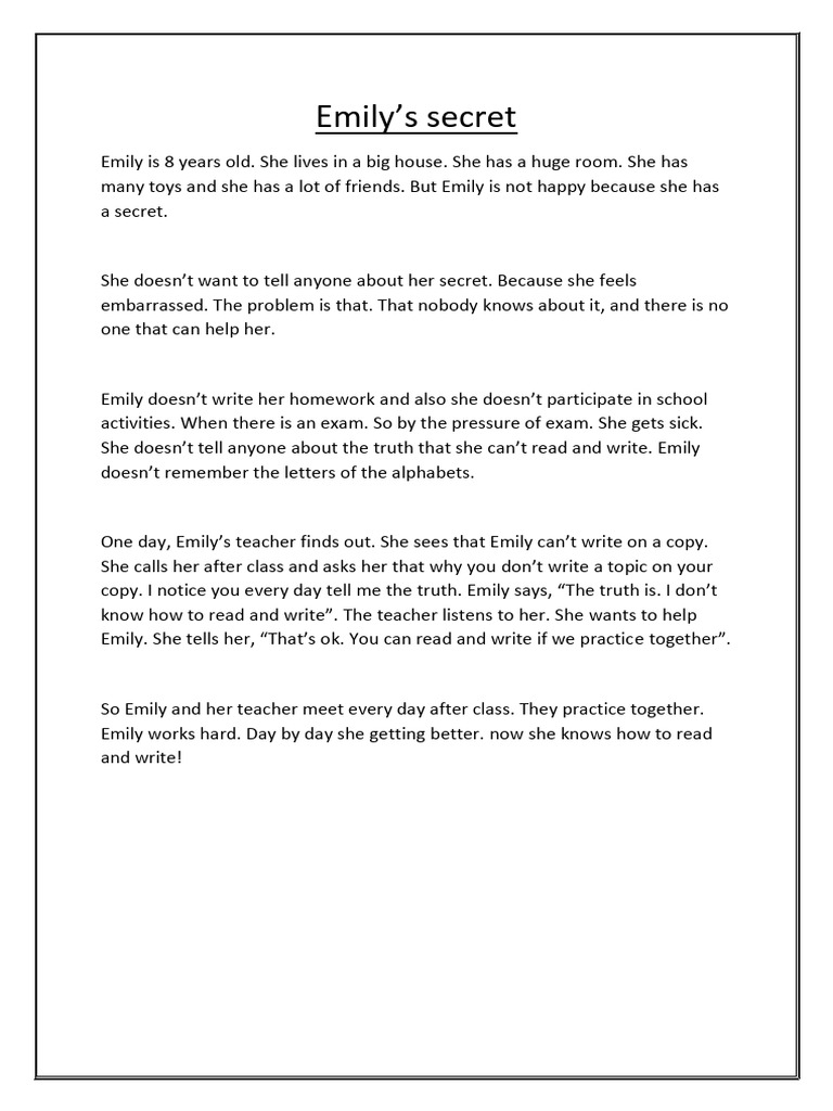 Emily s Secret Struggle To Learn PDF Language Arts Discipline