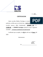 Certificacion: 13.880.100 Al EXAMEN Psicológico Aplicado Arrojo El Siguiente