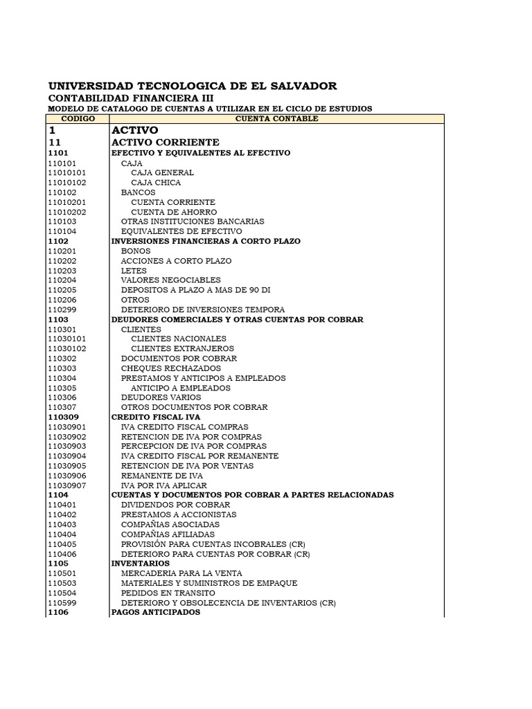 Catálogo de Cuentas Contables UTES | PDF | Contabilidad | Bancos