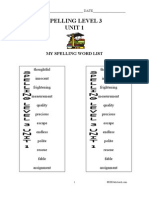 Spelling Level 3 Unit 1: My Spelling Word List