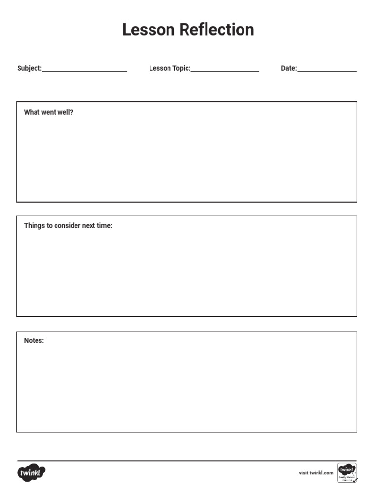 Lesson Reflection Sheet | PDF