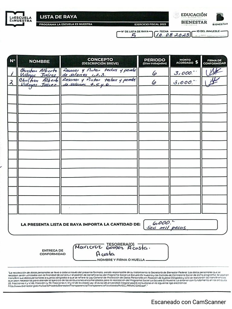 Formato 2023 Lista de Raya Resane y Pintura | PDF