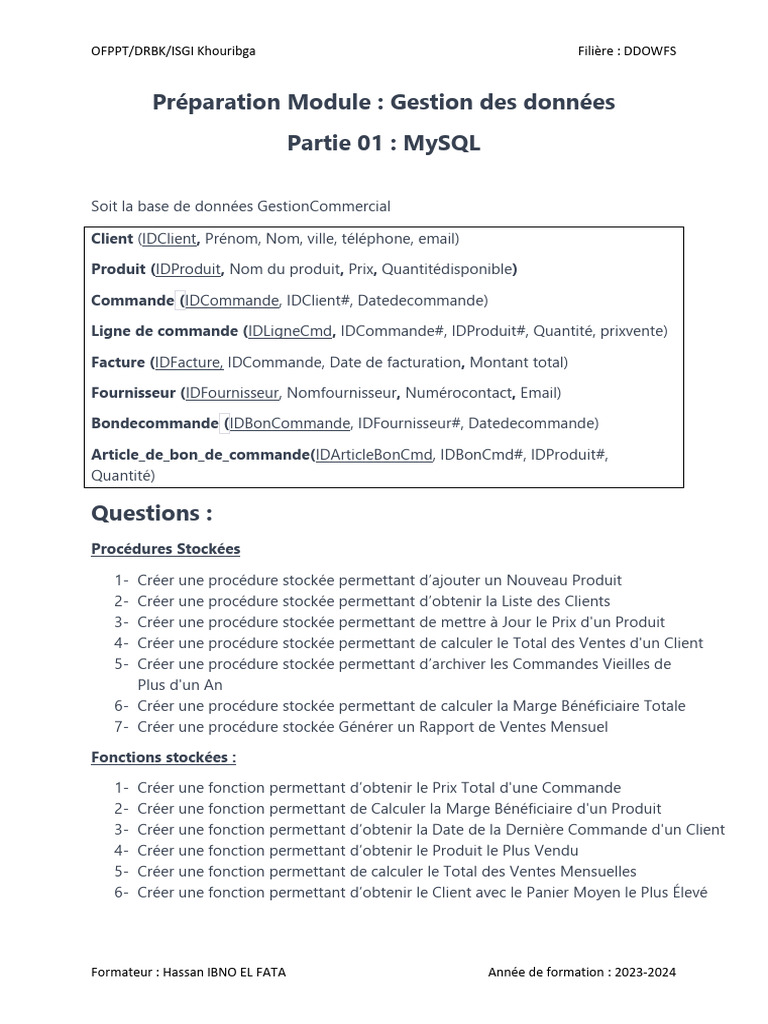 Gestion des données avec MySQL et MongoDB | PDF | Facture | Bases de ...