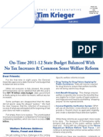 On-Time 2011-12 State Budget Balanced With No Tax Increases & Common Sense Welfare Reform