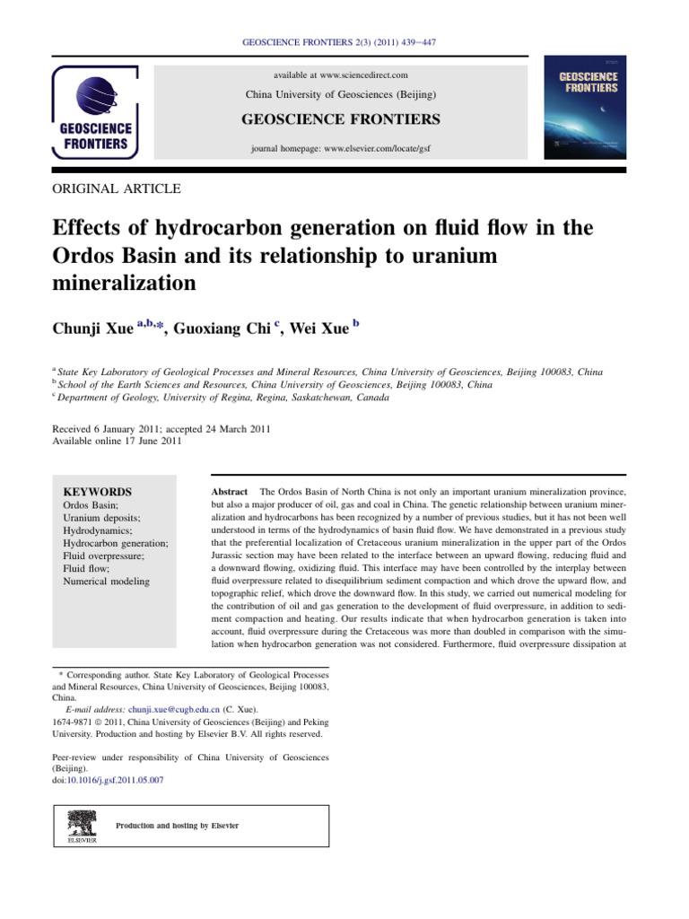 Effects of Hydrocarbon Generation On Fluid Flow in The Ordos 2011 ...