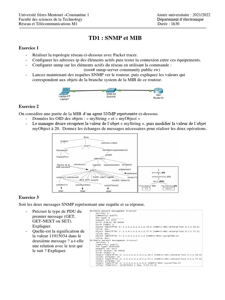 SNMP et MIB : Exercices Pratiques | PDF
