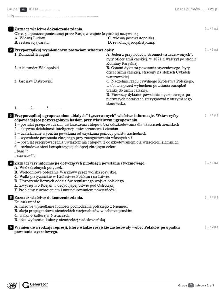 Angielski Klasa 4 Rozdział 3 Rozdzia IV. Test 1 Test Z Widoczna Punktacja 4 3 | PDF
