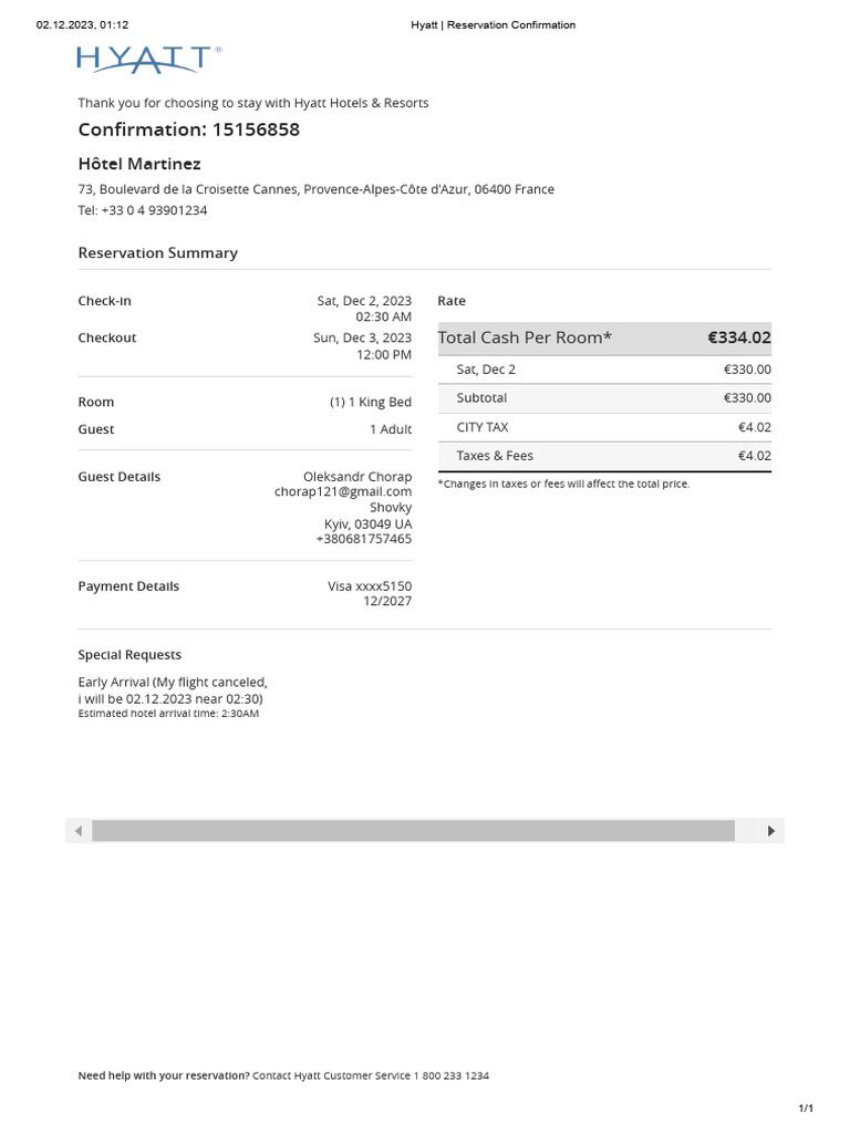 Hyatt _ Reservation Confirmation PDF
