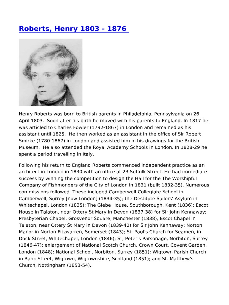Henry Roberts: Architect and Reformer | PDF