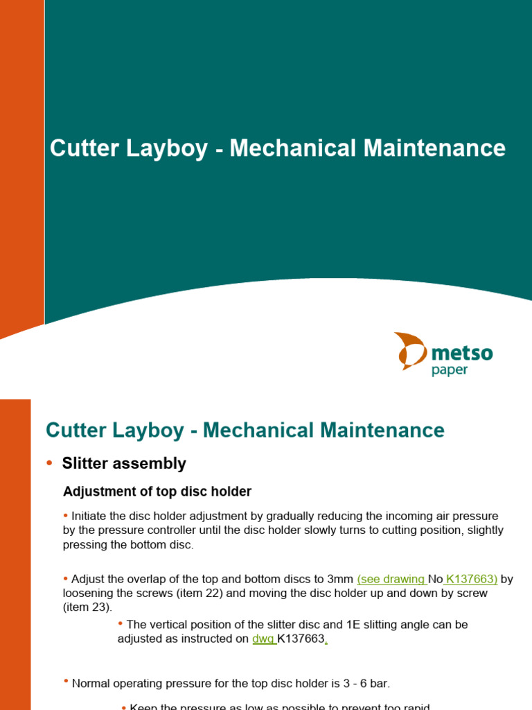 Cutter Layboy Maintenance Guide | PDF | Knife | Screw