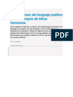 Indagaciones Del Lenguaje Poético en Los Ensayos de Alicia Genovese