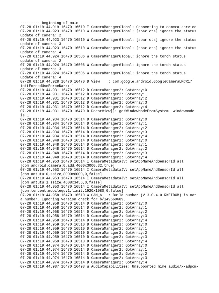 Camera Service Connection Logs | PDF