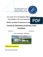 Table de Matière:: L'avenir de L'hydrogène en Tant Que Vecteur Énergétique