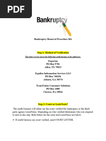 Bankruptcy Removal Procedure Kit