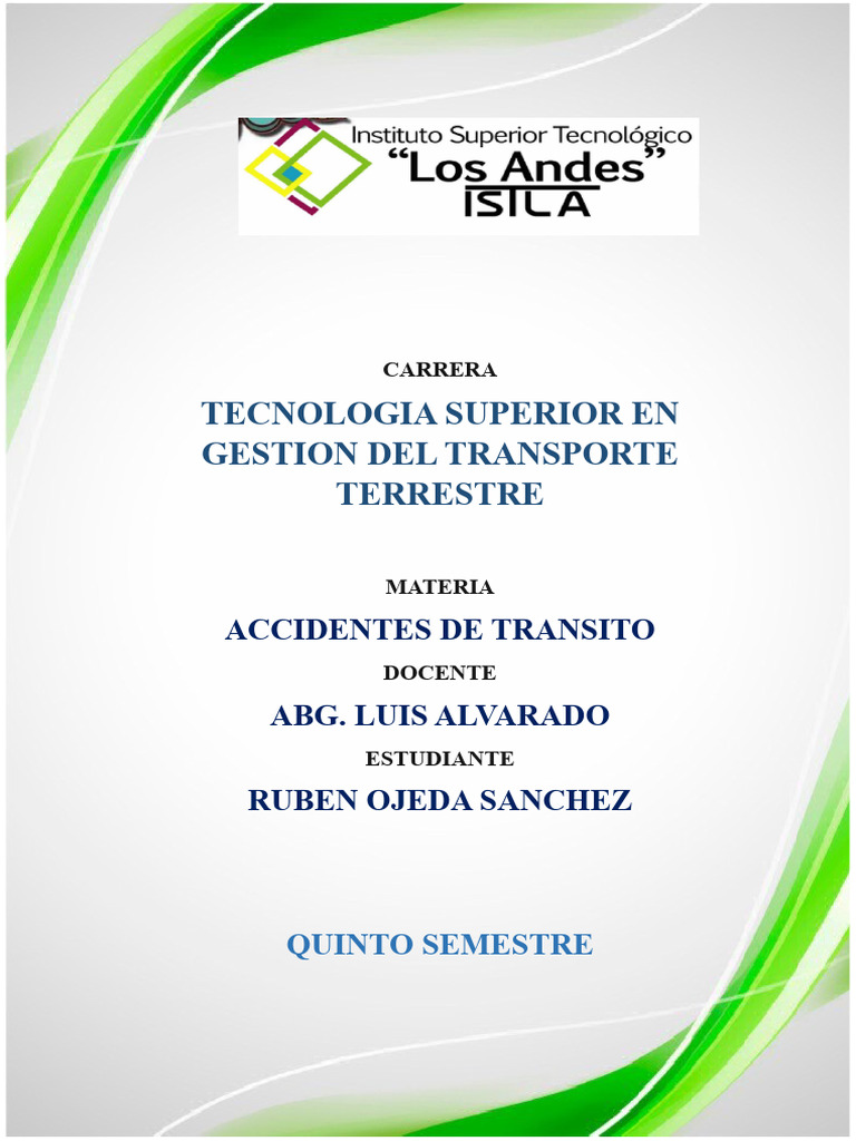 Factores Siniestros De Transito Pdf Accidente De Tráfico