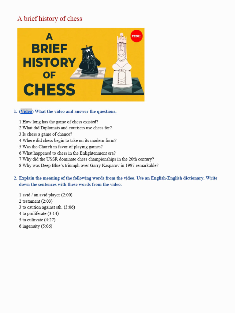 A Brief History of Chess PDF
