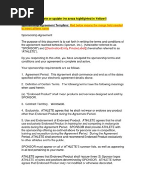 Sample Sponsorship Contract Sponsor Commercial Indemnity