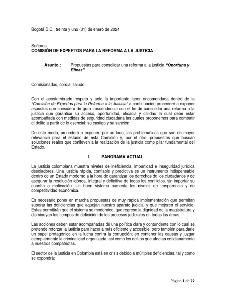 Propuestas de Germán Vargas para reforma a la justicia PDF