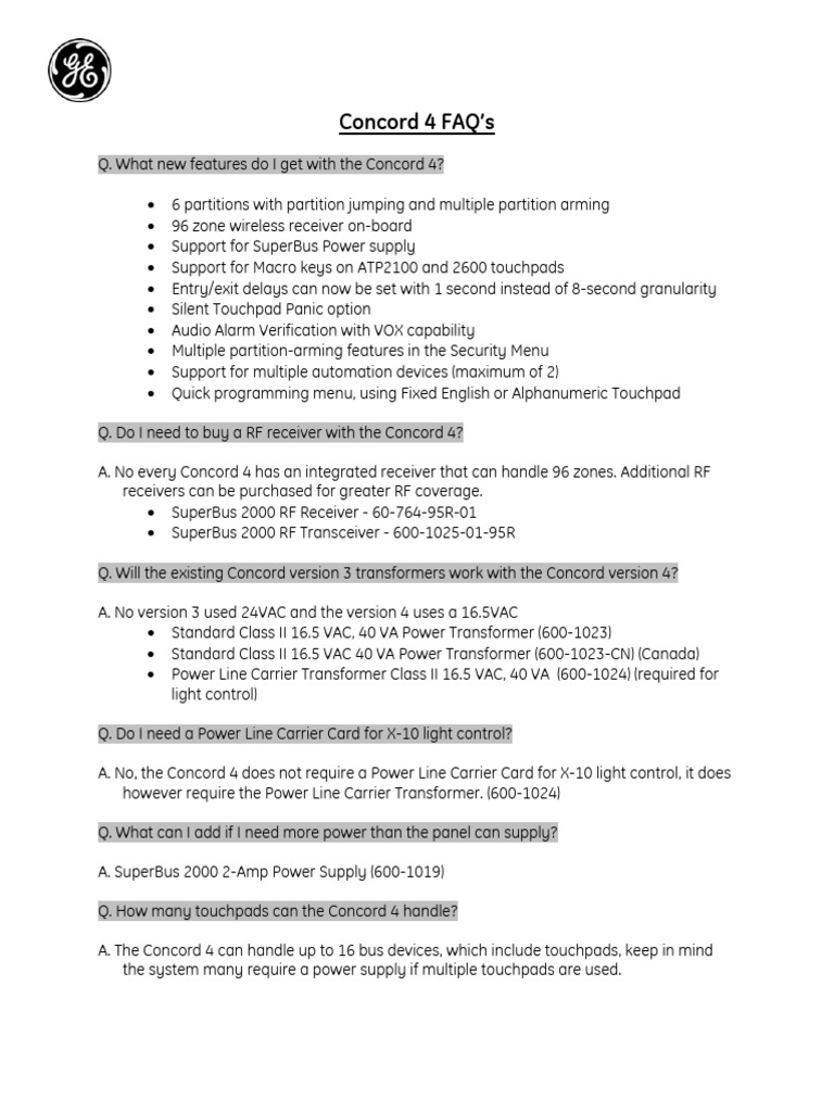 Concord 4 Faq PDF Wireless Computer Science