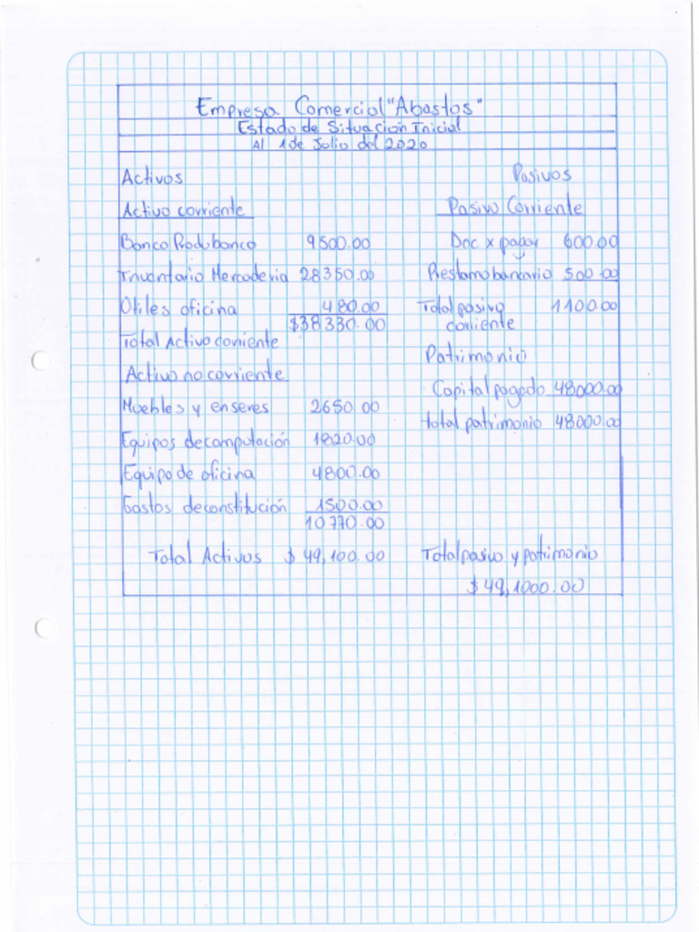 Estado de Situacion Inicial y Estado de Resultados | PDF