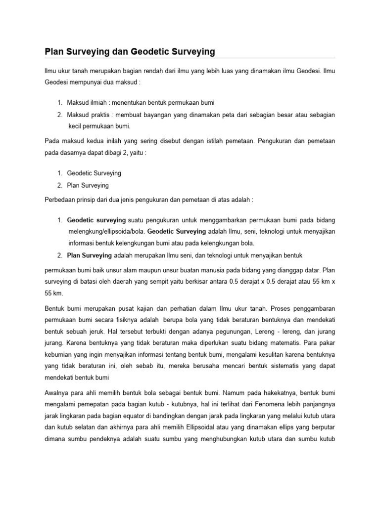 Plan Surveying Dan Geodetic Surveying | PDF