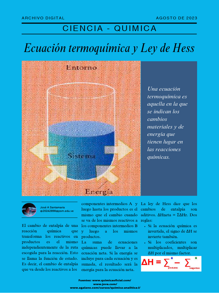 Ecuaciones y Ley de Hess en Termoquímica | PDF | Entalpía | Química Física