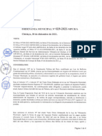 Ordenanza Municipal #029-2021-MPCH-A