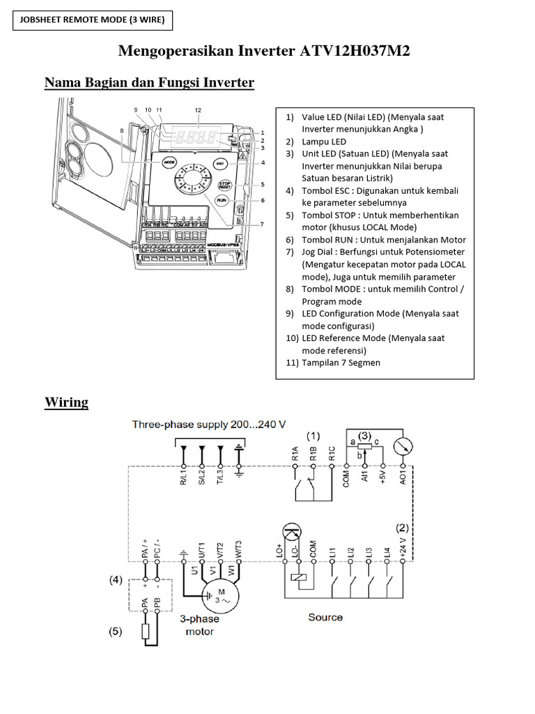 REM - 3WIRE-Inverter Schneider - REMOTE Mode (3-Wire Control) | PDF
