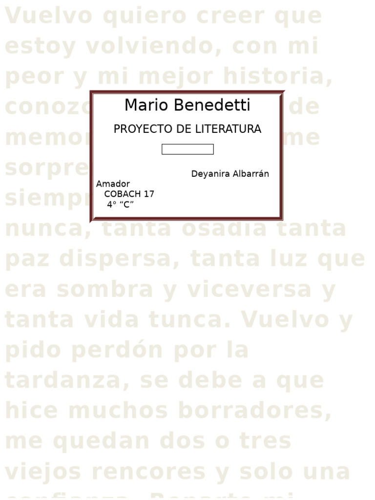 Mario Benedetti LITERATURA | PDF | Uruguay | Poesía