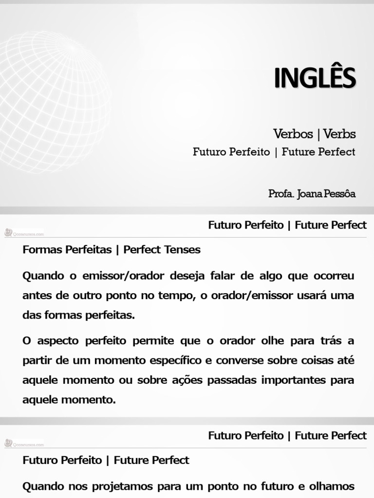 Estrutura do Futuro Perfeito em Inglês | PDF