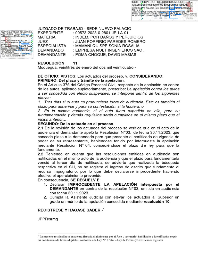 Exp. 00573-2023-0-2801-JR-LA-01 - Resolución - 02301-2024 | PDF ...