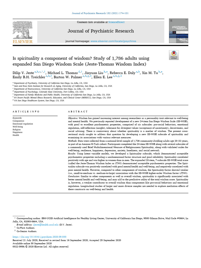 Spirituality's Role in Wisdom and Well-Being | PDF | Neuroscience ...