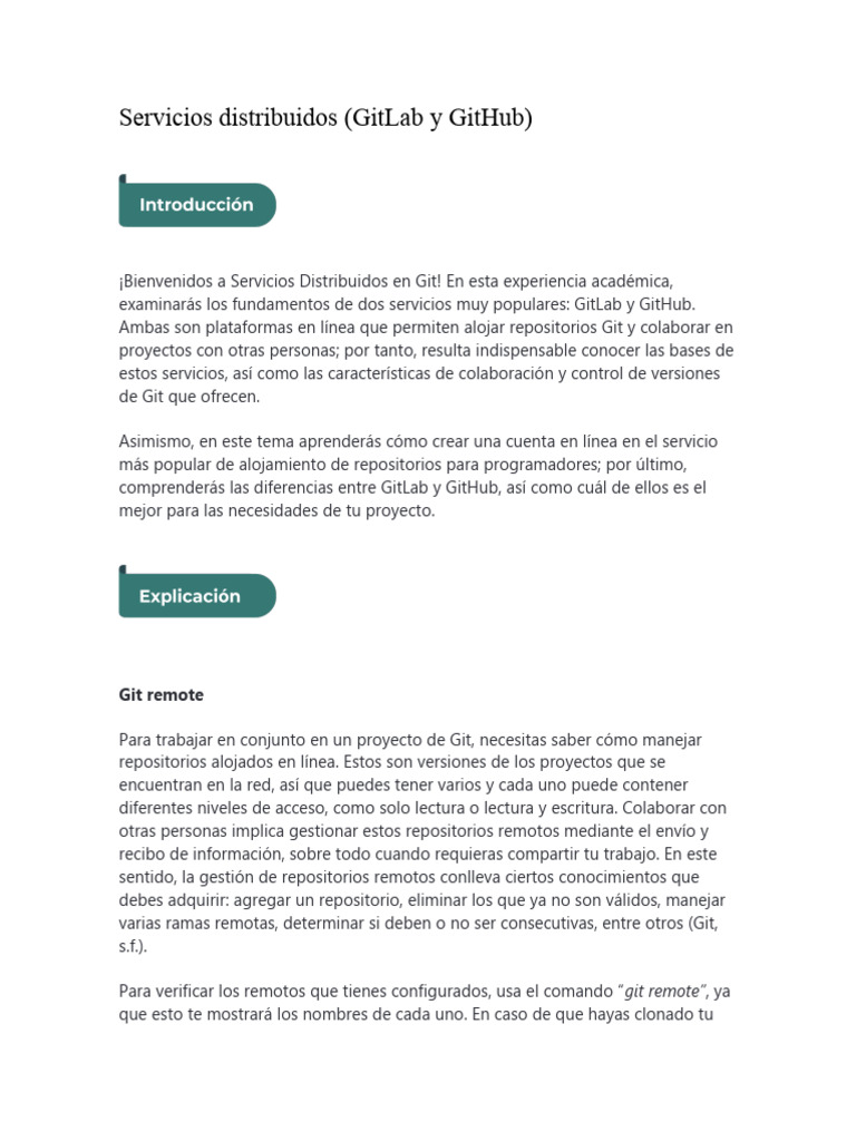 Servicios Distribuidos (GitLab y GitHub) | PDF | Control de versiones ...