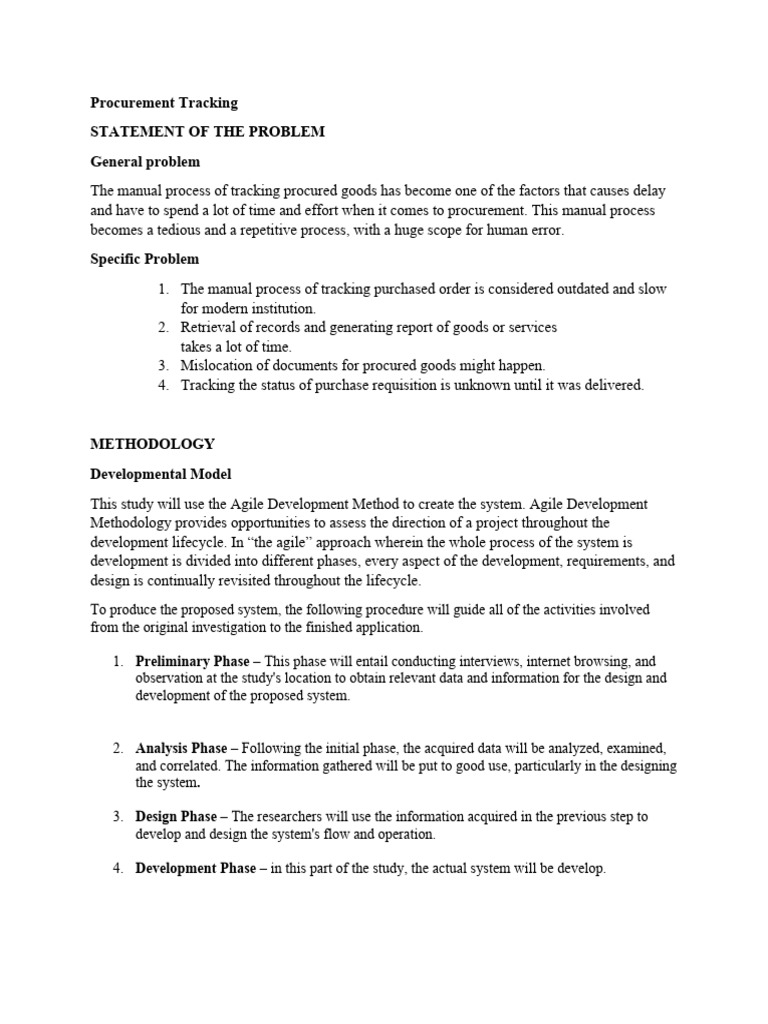 Procurement Tracking Sop Pdf Methodology System