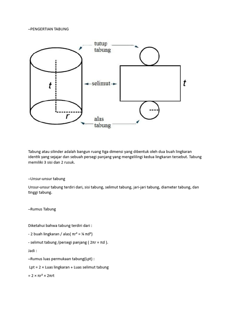 Rumus dan Contoh Tabung Geometri | PDF
