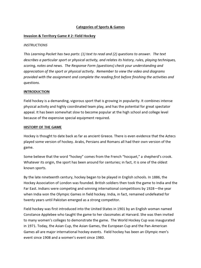 Invasion Territory Game 2 Field Hockey Download Free PDF Ball Games Sports