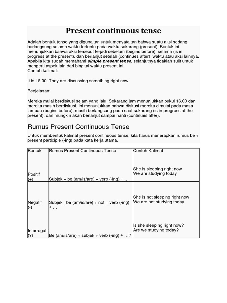 Penggunaan Present Continuous Tense | PDF