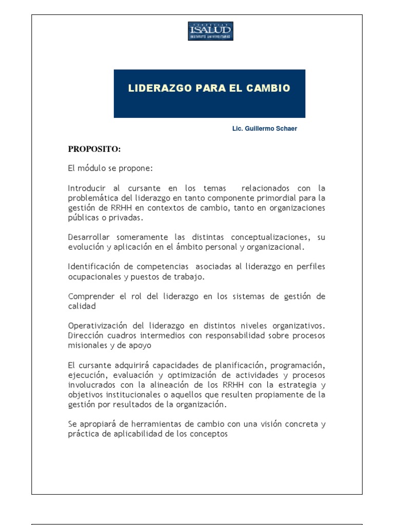 Liderazgo Efectivo en el Cambio Organizacional | PDF | Liderazgo | Toma ...