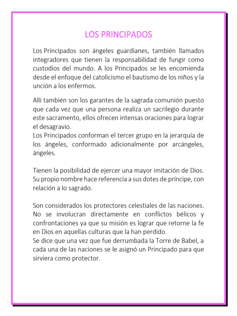Principados: Ángeles Guardianes en la Biblia | PDF