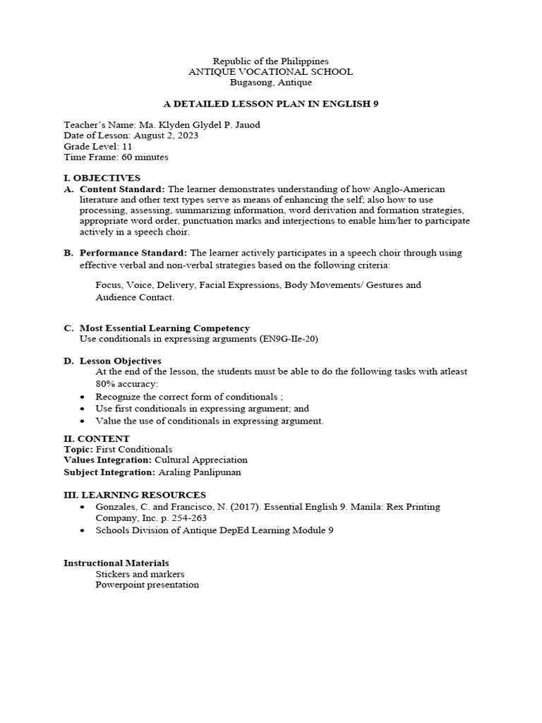 Lesson Plan Demo 2023 | PDF | Lesson Plan | Learning