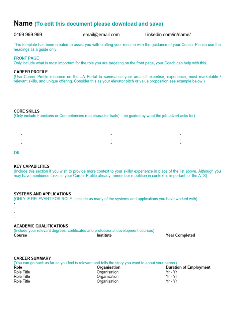 Chronological Resume Template | PDF | Résumé | Business