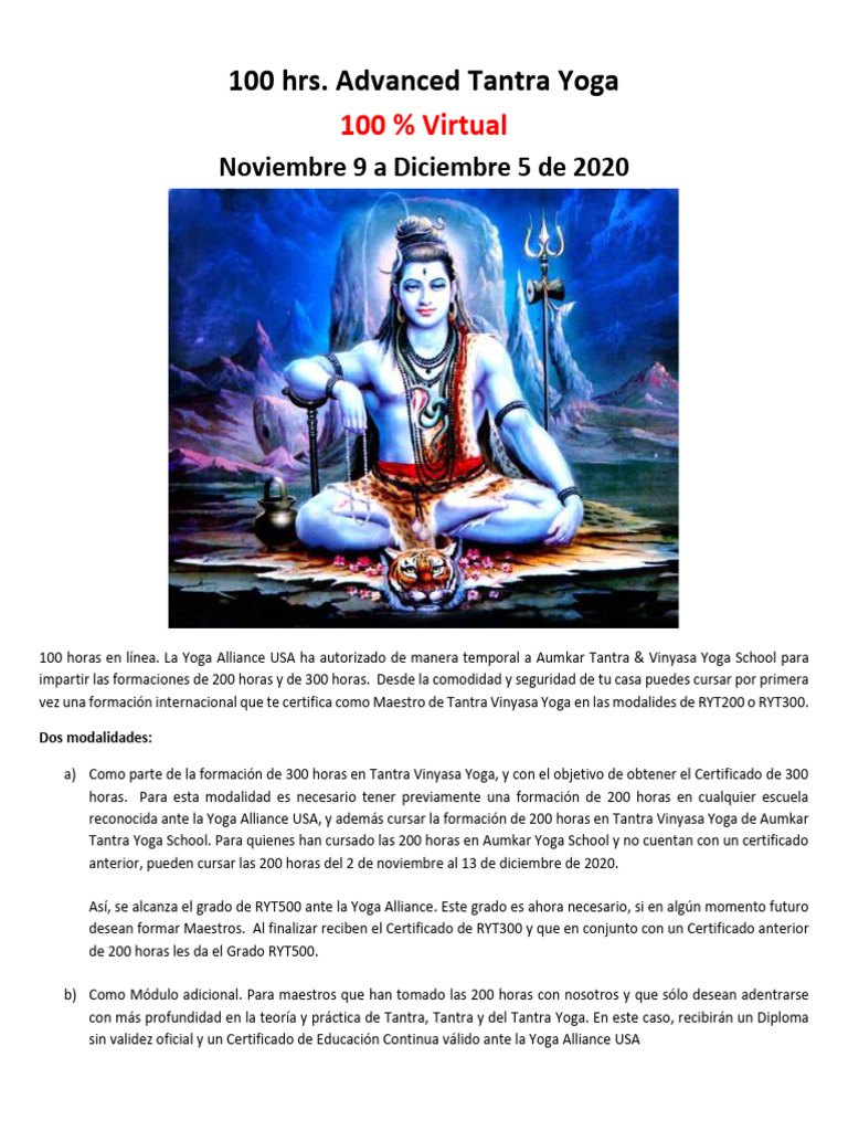100 Horas Tantra Avanzado Noviembre 2020 | PDF | Tantra | Yoga