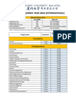 Fee For Academic Year 2024 (International)