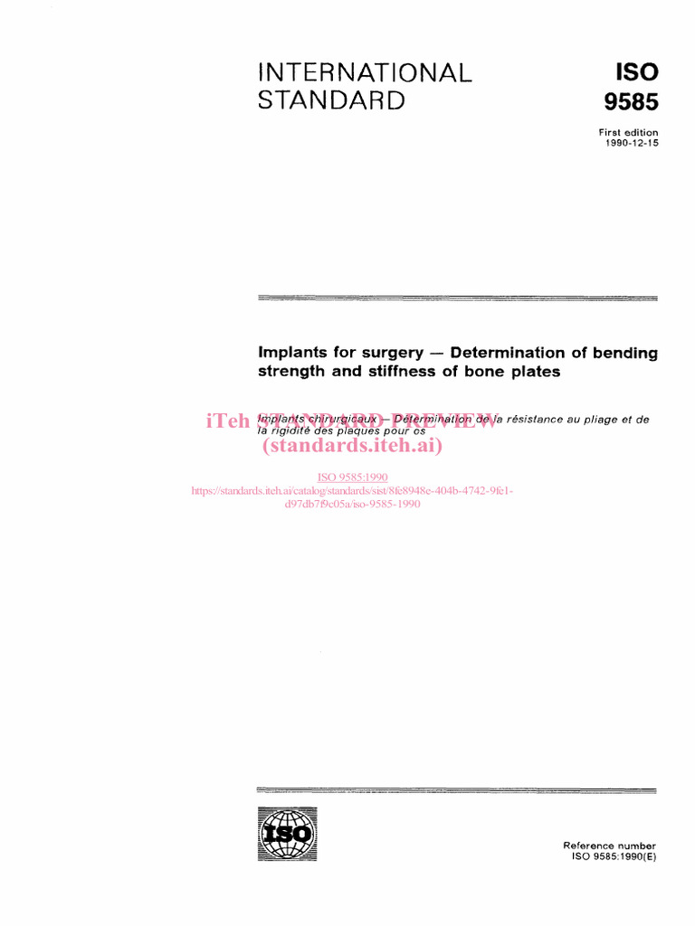 ISO 9585: Bone Plate Testing Standard | PDF | Bending | International ...