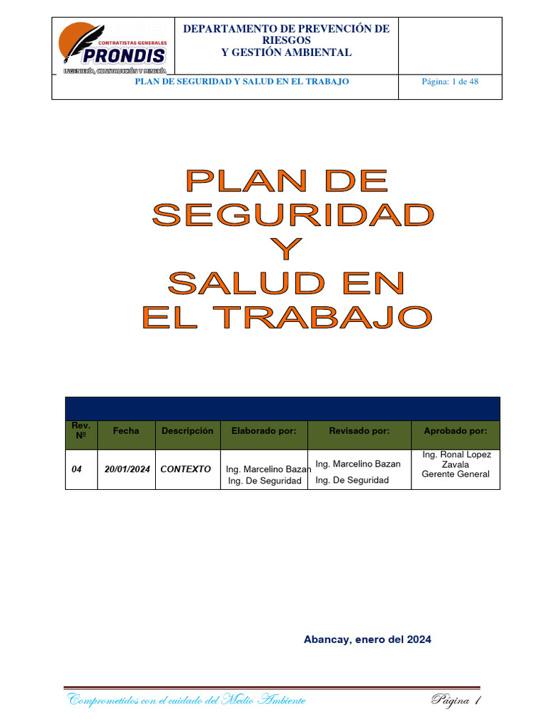 Plan de Seguridad y Salud 2024 | PDF | Seguridad y salud ocupacional ...