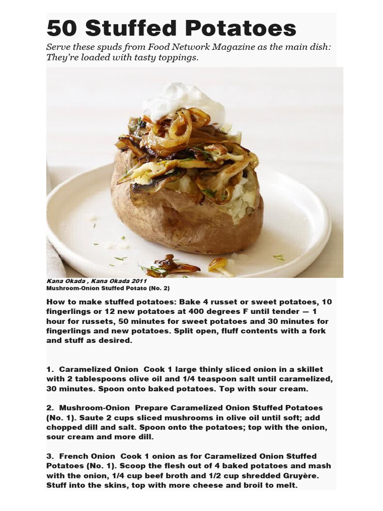 50 Creative Stuffed Potato Recipes | PDF | Potato | Mustard (Condiment)
