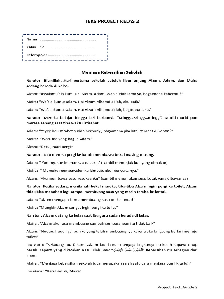 Project 3 - Teks Mini Drama - Grade 2 Okok | PDF