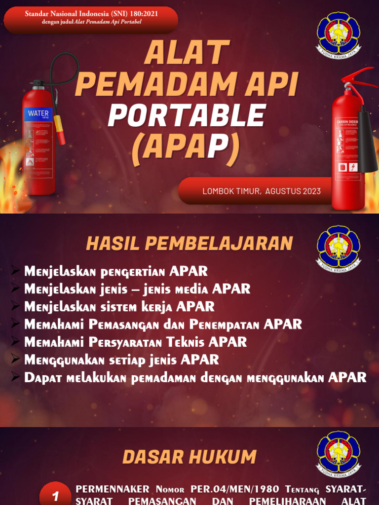 Panduan Penggunaan APAR dan SNI 180:2021 | PDF